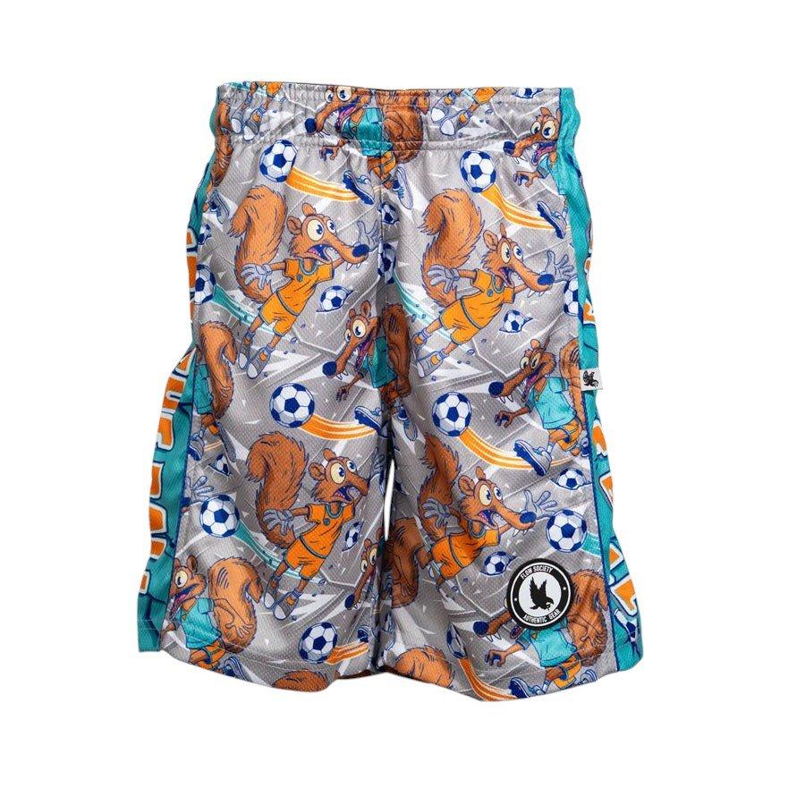 Flow Society Big Boys' 7" Soccer Squirrel Shorts - Grey/Teal - GREY/TEAL